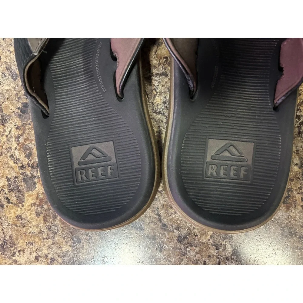 Reef Santa Ana Mens Flip Flop Sandals Black Brown Size 9 Thong Comfort Beach